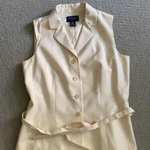 Ann Taylor Petites Women's Sleeveless Lapel Blazer Vest, Cream, Size 4P